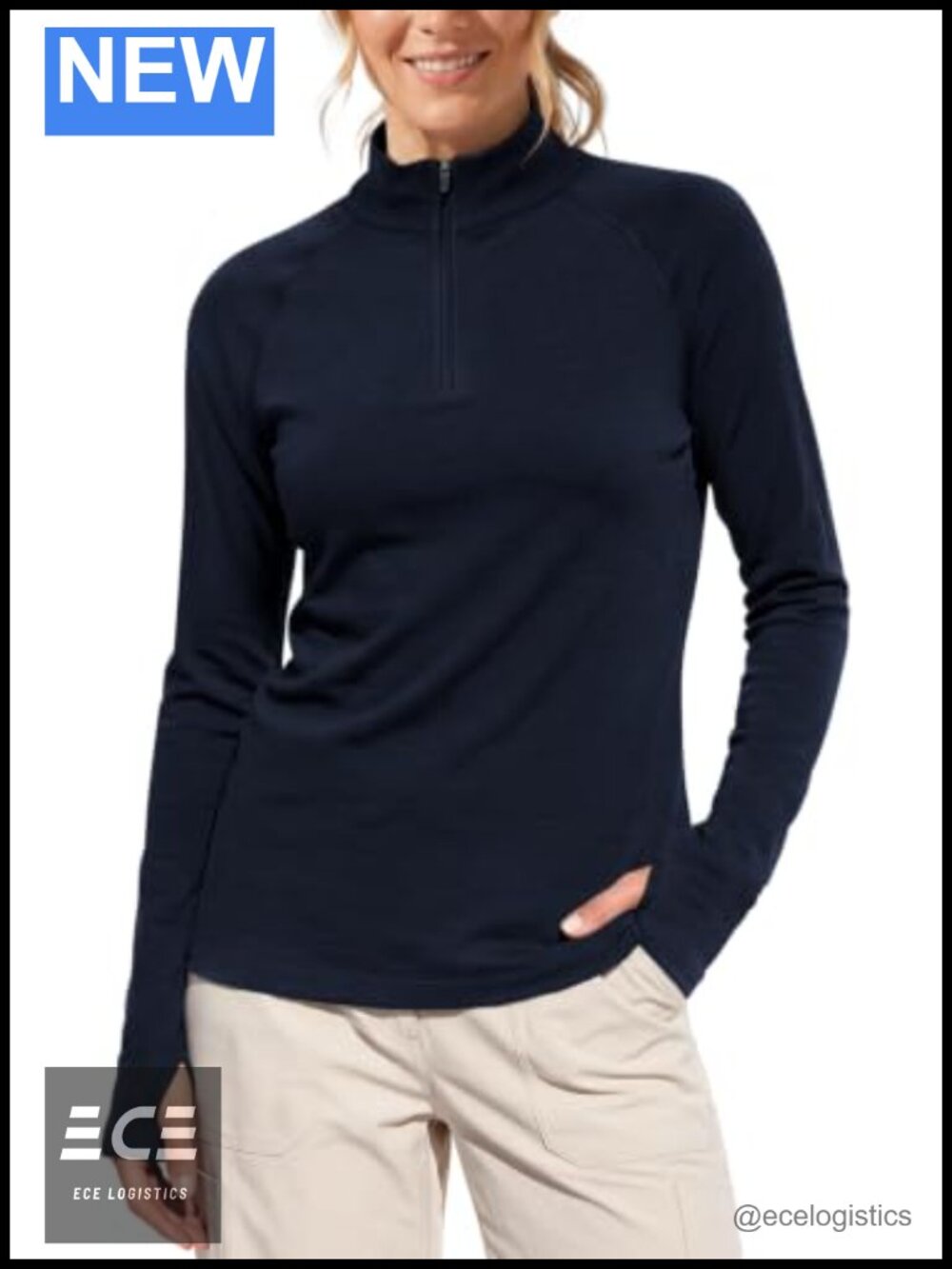 Merino Wool Lyocell 1/4 Zip Pullover Women Long Sleeve Athletic Top